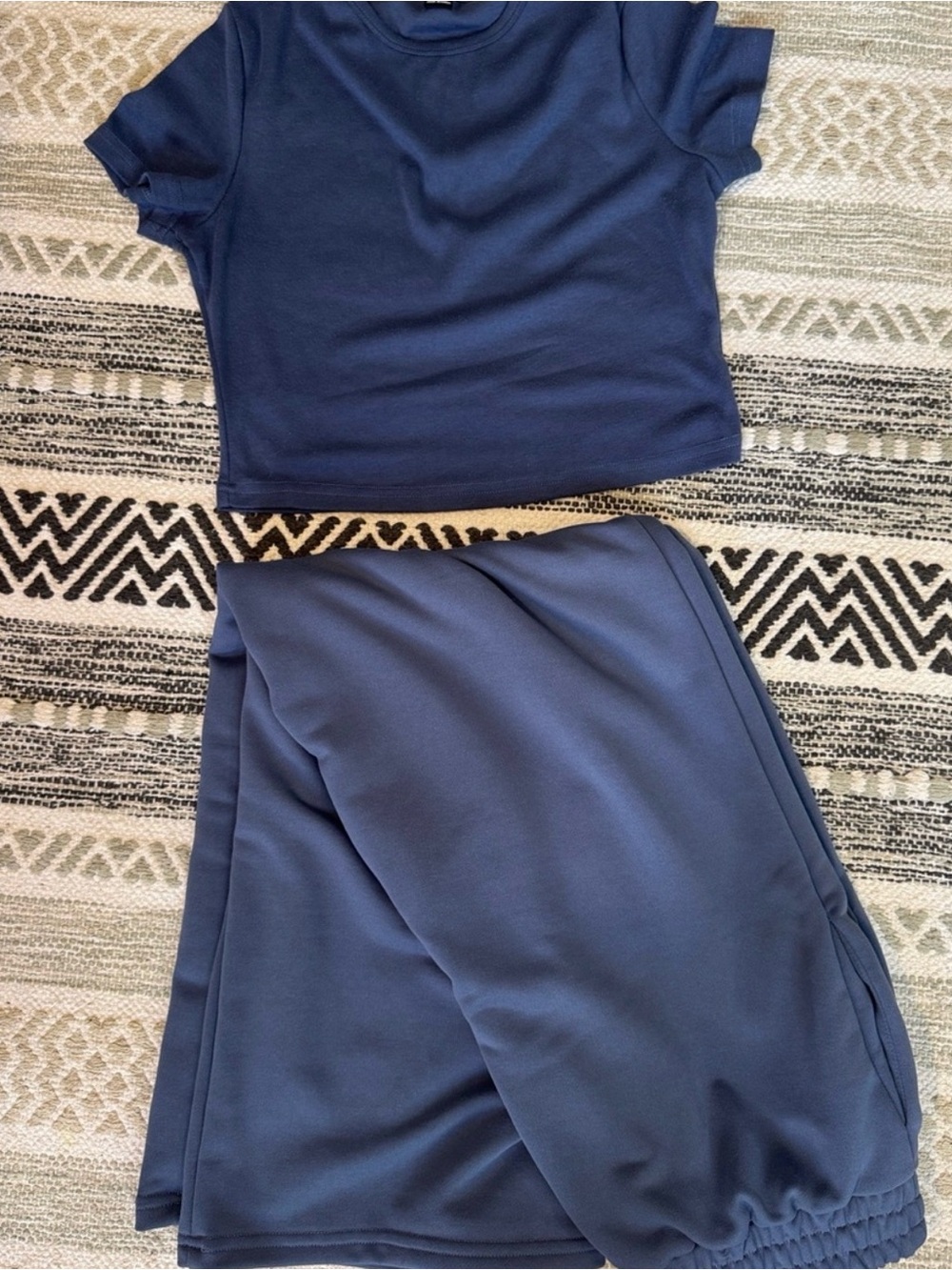 Woman’s matching 2 piece set with shirt & Navy Elastic-Waist Sweatpants